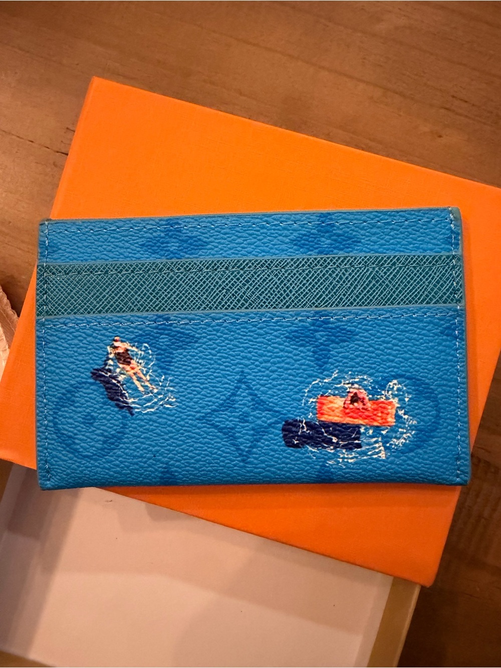 Louis Vuitton Bright Blue Monogram Card Holder with Racing Print - Picture 5 of 5